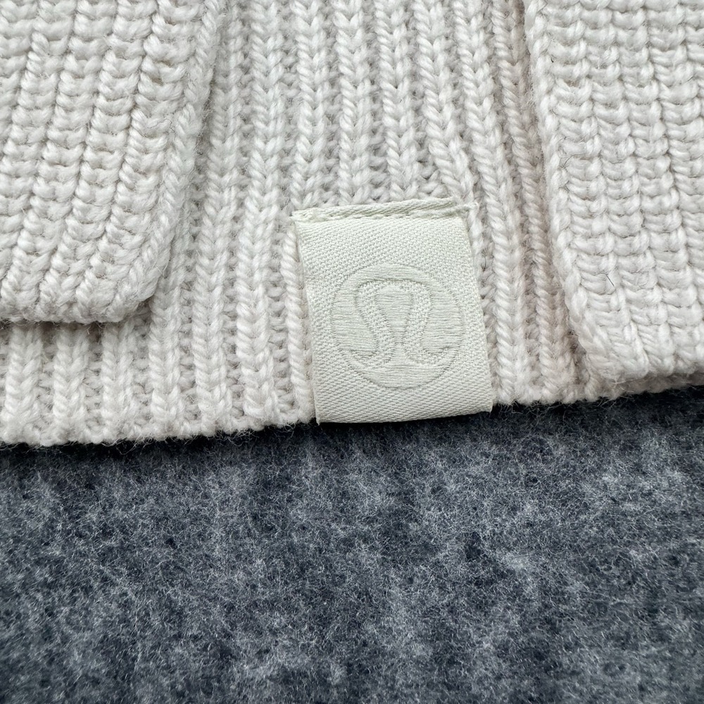 Lululemon Merino Wool-Blend Ribbed Crewneck Sweater-White Opal-women's Size 4 - Picture 3 of 8